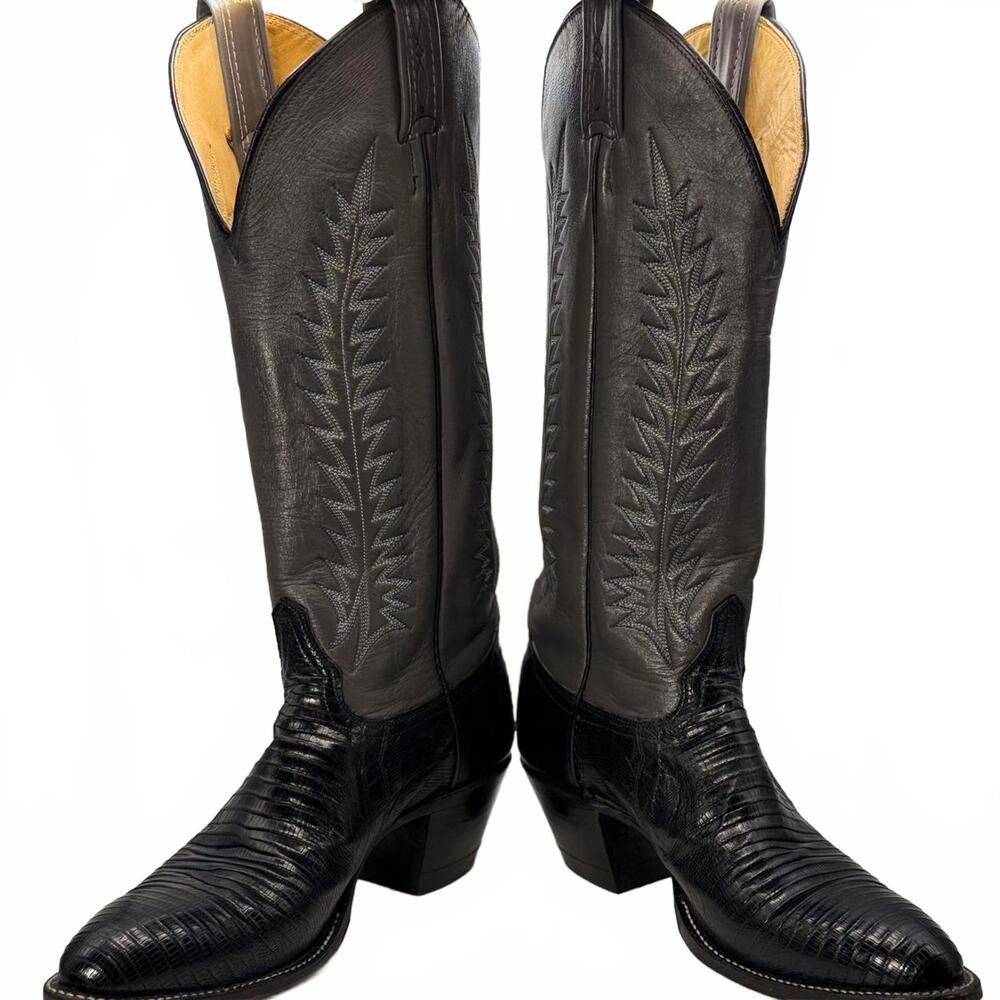 TONY LAMA WOMEN'S EXOTIC WESTERN BOOTS 6 1/2 A LIZARD & LEATHER GOLD LABEL NWOT